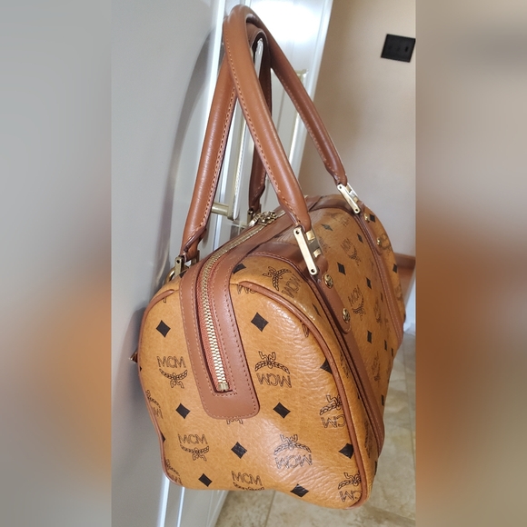 MCM Visetos Satchel in Cognac w/MCM Charm - Picture 10 of 17